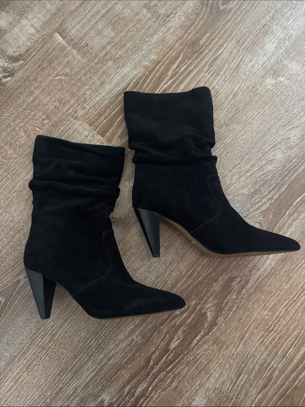 Black Suede Slouch Mid-Calf Boots
